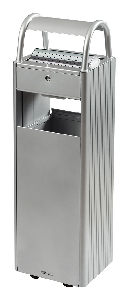 Cendrier corbeille sur pied KOPA - Réf. 56431 - Rossignol - 6L/30L - Gris métal_0