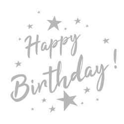 Serviettes 33 x 33 cm happy birthday argent (240 unités) MESA BELLA - gris Matériau naturel 3701168952695_0