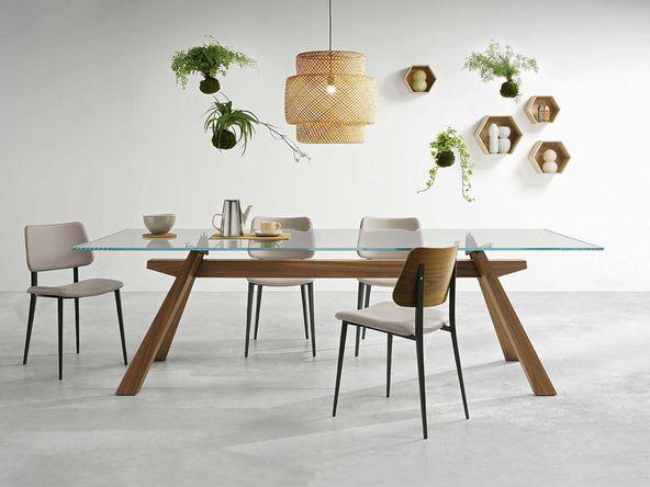 Table de réunion Zeus en verre pietement bois_0