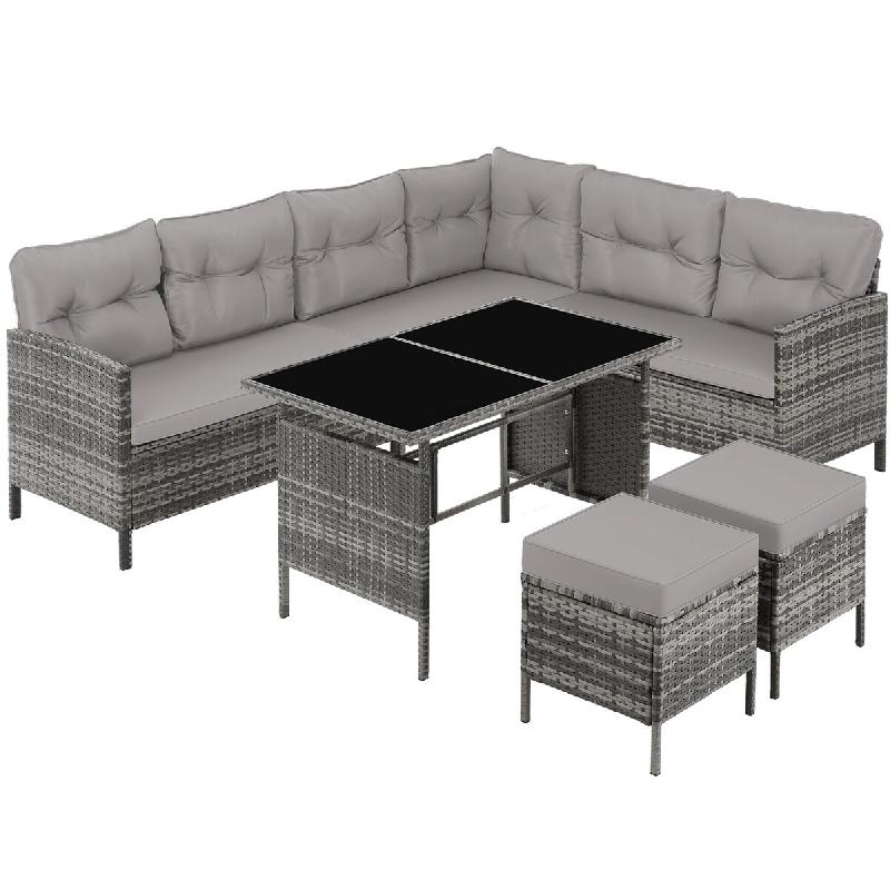 TecTake GmbH tectake Canapé de jardin BARLETTA modulable  Gris/Beige - multicolore multi-matériau 406514_0
