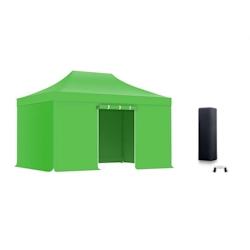 Xptent Pack Tente Pliante 3X4,5 Structure Acier 32mm Toit 380g/m² Vert qualité Pro - vert acier PTP30300345VP_0