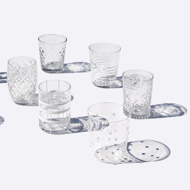 Zafferano Melting Pot X6 Verres Unicolores - Transparent, Verre Soufflé Main 32Cl, Artisanaux Pour Eau Ou Cocktails, Élégants - transparent 8056300_0