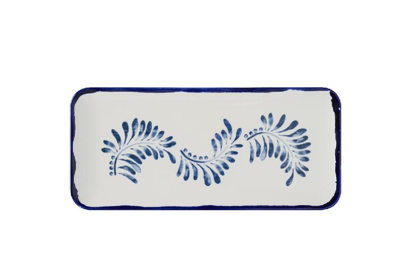 ASSIETTE RECTANGULAIRE MEDITERRANEAN INK PORCELAINE 35X16 MM HARVEST DUDSON