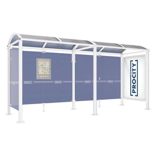 ABRI BUS VOÛTE 5 M VITRINE - 1 BARDAGE LATÉRAL - BLANC 9010 - PROCITY