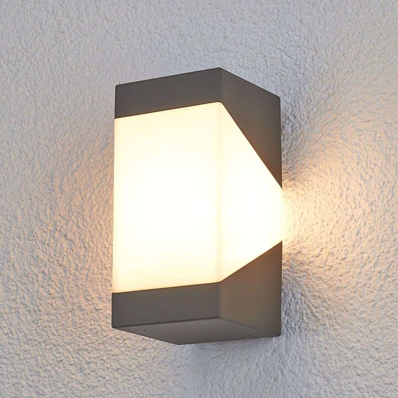 LUCANDE APPLIQUE D\'EXTÉRIEUR KIRAN, GRIS GRAPHITE, ALUMINIUM, 20 CM