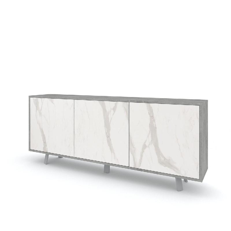 AQA Design Buffet VENBRUK 3 portes en melamine, marbre calacatta L.177 P.41 H.74 MP07019 - multicolore Bois manufacturé MP07019_0