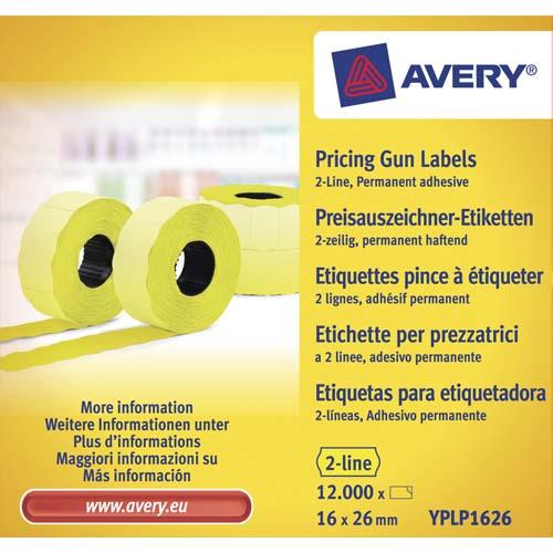 Avery boîte de 10 rouleaux de 1200 étiquettes jaunes sinusoïdales permanentes 26x16mm yplp1626_0