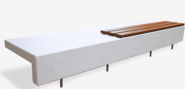 Banc public ELA MAD UM371LM - béton armé hydrofuge, structure inox et lattes en bois tropical_0