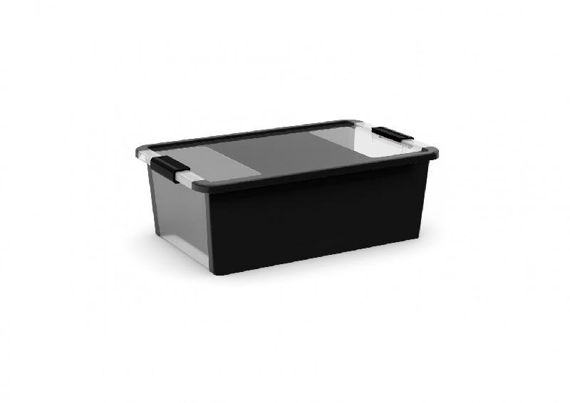 Boîte en plastique noir KIS - l.55 x P.35 x H.19 cm - Superposable et translucide_0