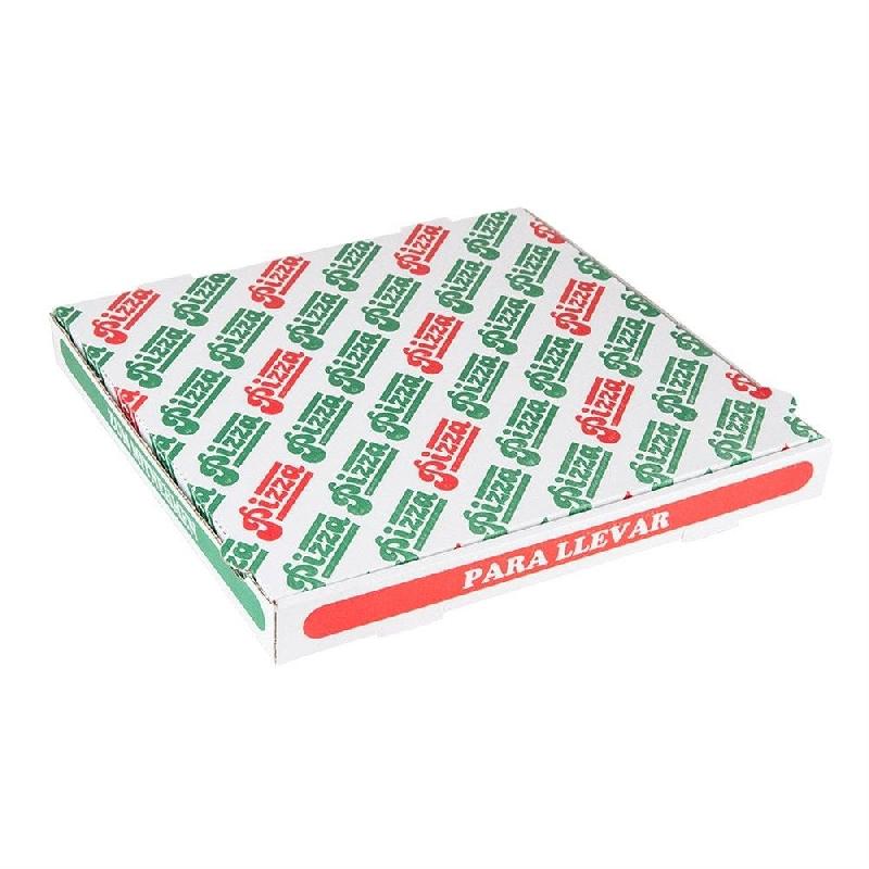 Boite pizza The Pack carton nano micro blanc, vert, rouge 36x36x4cm - par 100_0