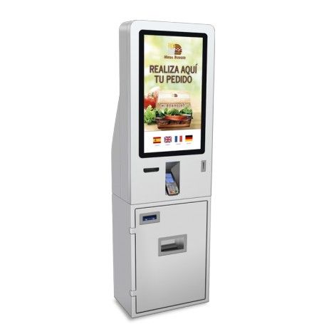 Borne avec monnayeur CASHDRO intégré  : T-QUIOSK 230 - Paiement CB   Espèces_0