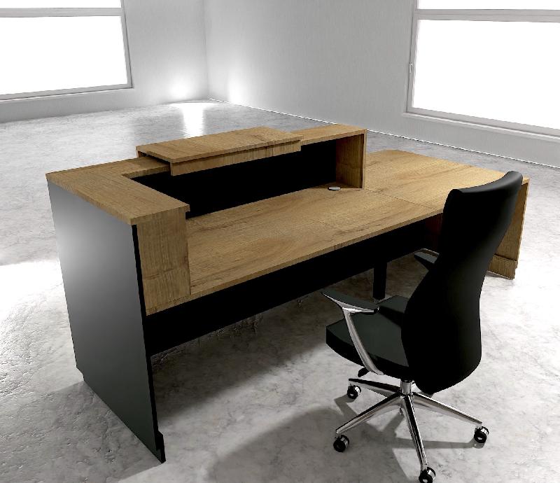 Bureau d'accueil ergonomique et Design Delta - 242, Gauche, Noir, Non, Chêne veiné_1