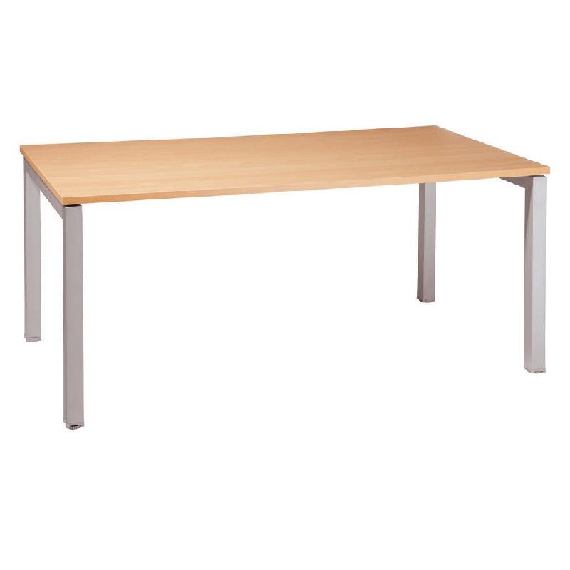 BUREAU DROIT ACTUAL - L. 180 X P. 80 CM - PLATEAU HETRE - 4 PIEDS ALUMINIUM