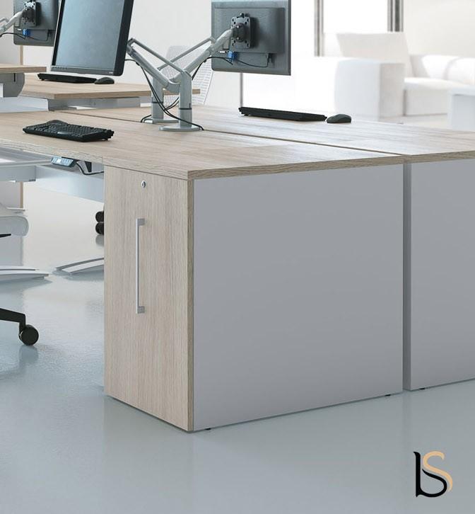 Caisson latéral maxi rangement - Mobel Linea - Gris aluminium, Poirier, Droit_1