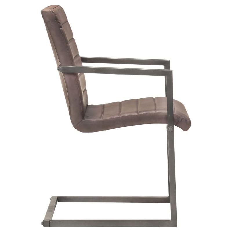 Chaises à manger cantilever lot de 4 marron cuir véritable Modèle Belvelor - 8720286286876_0