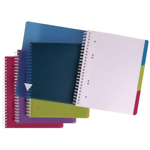 Clairefontaine Lot de 5 Cahier Linicolor Intensive Evolutiv'book A4+, 240p./120 feuilles détachables 90 g/m² reliure intégrale, couv. Polypro assor_0