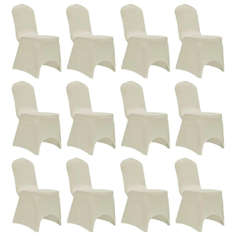 Décoshop26 - Housses élastiques de chaise Crème 12 pièces DEC022525 - beige 3001283269600_0