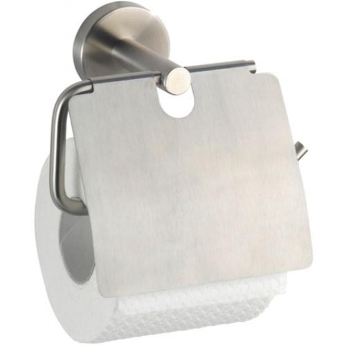 DÉROULEUR PAPIER WC - BOSIO - SUPPORT MURAL - COUVERCLE - ACIER INOX MAT WENKO