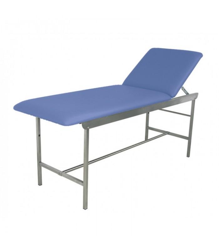 Divan d'examen inox noir - structure en acier inoxydable avec têtière réglable et porte-rouleau amovible_0