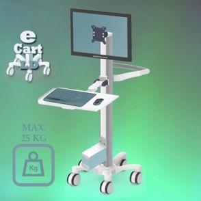 E Cart LD 8 - Pré-configuration pour écran et clavier - Chariot informatique médical - Ergonoflex - 25 kg_0