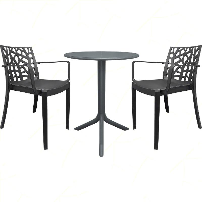 Ensemble de 2 fauteuils Matrix avec table ronde Spritz noire - noir plastique polypropylène 8050054388748_0