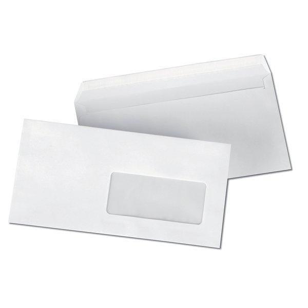 Enveloppe adhésive à fenêtre 110x220mm - carton de 500 enveloppes - Velin blanc - bande adhésive 80g_0