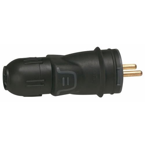 FICHE ÉLECTRIQUE MÂLE À CONNEXION AUTOMATIQUE - CAOUTCHOUC - 2P+T - A16 - 50440 LEGRAND