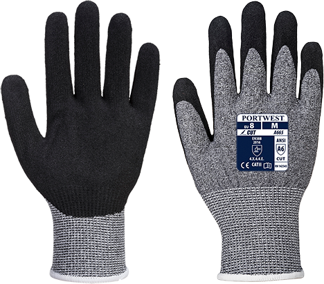 Gant anti-coupure gris medium A665GRRM - enduit mousse nitrile - ANSI A6 - niveau E_0