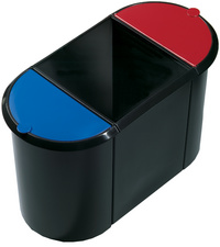 Helit corbeille tri sélectif Trio-System - 3 compartiments - 20L + 2x9L - Forme ovale_0