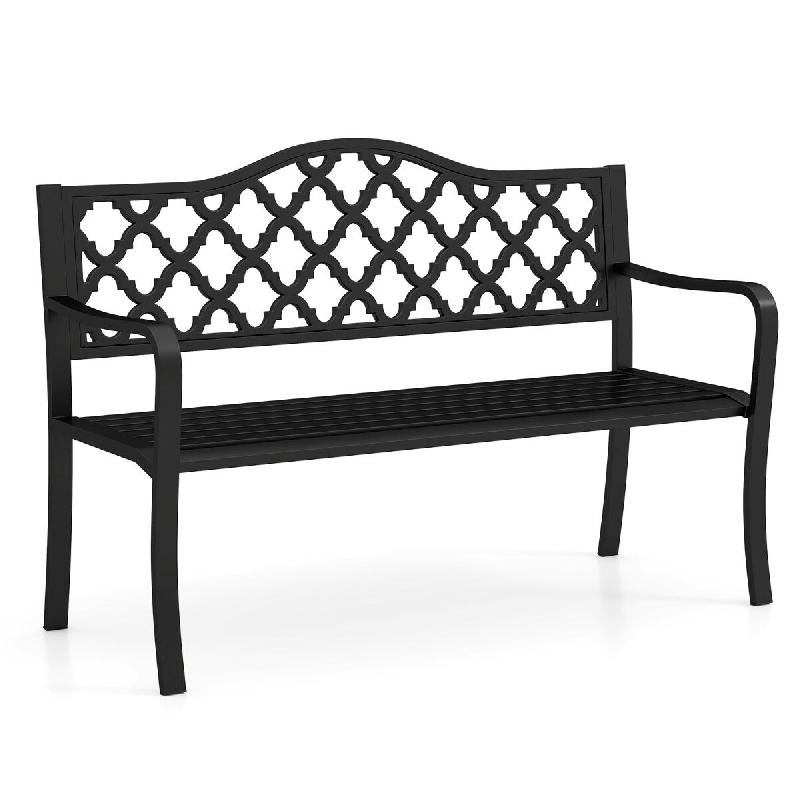 Helloshop26 - Banc de jardin 128 x 54 x 89 cm pour 2 à 3 personnes assise ergonomique ambiance cosy en métal noir 20_0010543 - 3000226229398_0