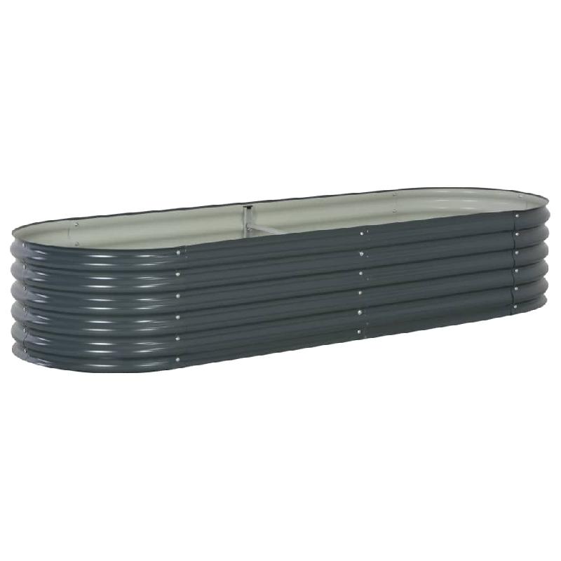 Jardinière lit surélevé en acier galvanisé gris - 240 x 80 x 44 cm pour plantes, fleurs et jardin - 02_0001021_0