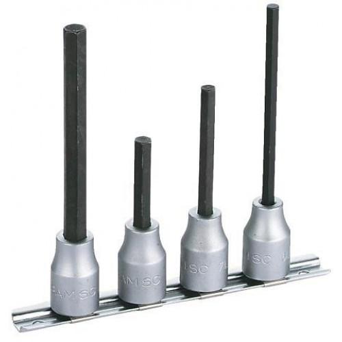 JEU DE 4 DOUILLES LONGUES 1/2'' POUR TOURNEVIS MONOBLOC 6 PANS CREUX SCL-J4R SAM OUTILLAGE