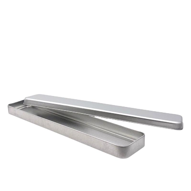 Lot de 28 boîtes étui allongées en fer blanc, finition vernie, 29 x 6 x 2 cm - gris métal FER29_0