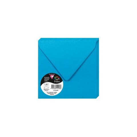 LOT DE 4 - PAQUET DE 20 ENVELOPPES POLLEN 140X140MM 120G/M2 - BLEU TURQUOISE