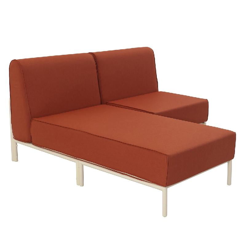 Oviala Business Salon de jardin bas modulable uni 2 places terracotta Oviala 144 x 153 x 78 cm - rouge polyester 115946_0