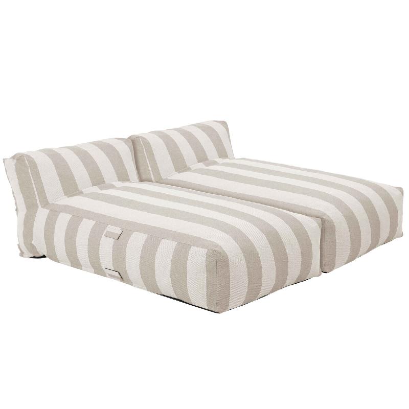 Oviala Business Salon de jardin modulable avec 2 méridiennes rayées sable - beige polyester 115632_0