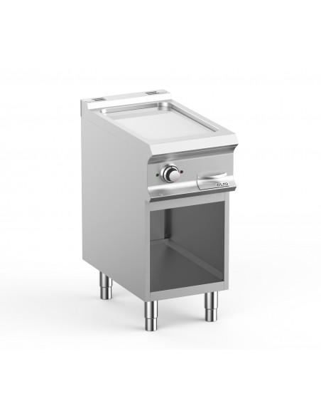 Plancha chrome électrique sur placard ouvert MBM - Référence : FTBE74ALC - 5 kW - Plaque lisse en acier chrome de 15 mm - Norme IPX5_0