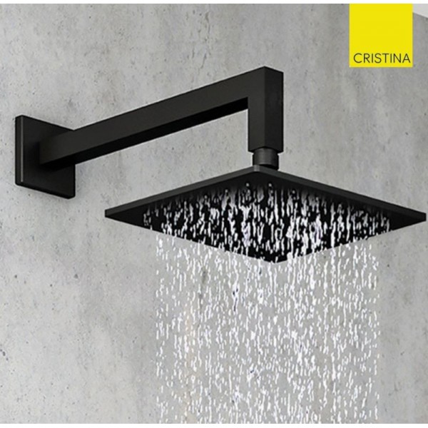 POMME DE DOUCHE NOIR MAT SLIM LAITON CARRÉ - CRISTINA ONDYNA SD25013