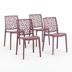 RATTATAN Set 4 Chaises en polypropylène avec fibre de verre empilables pour extérieur et jardin, bar et restaurant, cuisine design moderne - ANNA -_0