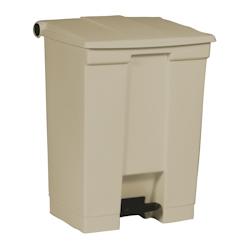 Collecteur de déchets à pédale Rubbermaid 68L - Beige - plastique robuste et résistant aux impacts_0
