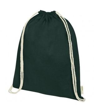 SAC À DOS AVEC CORDON EN COTON ORGANIQUE ORISSA 140 G/M² GOTS 5L - VERT FONCÉ - SACS À DOS PUBLICITAIRES PERSONNALISÉS