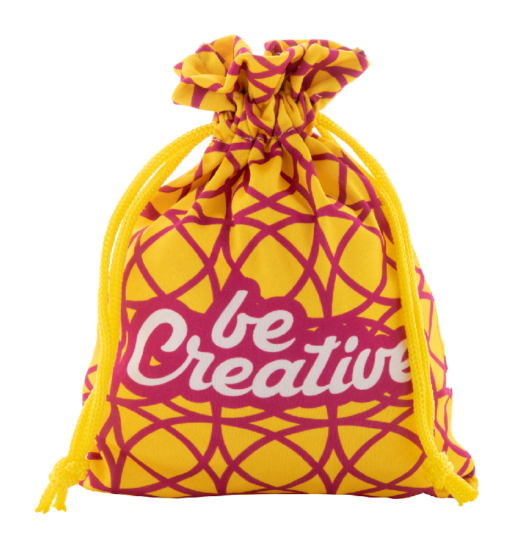 Sac cadeau personnalisé - moyen - cordons polyester - impression quadri sublimation - couleur jaune_0