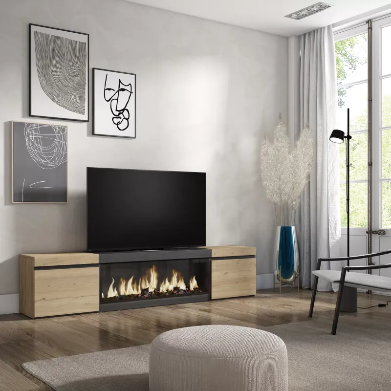 SKRAUT HOME - MEUBLE TV, BANC TéLé, 208X35X45CM, POUR LES TV JUSQU'à 80