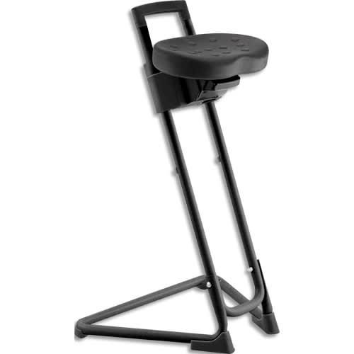 Siège technique assis-debout en polyuréthane noir - rotation assise et assiette - poignée de préhension_0