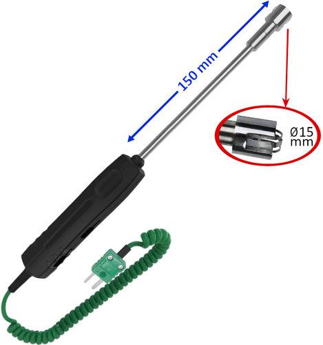 SONDE DE TEMPÉRATURE THERMOCOUPLE K CONTACT PAR LAMELLE COUDÉ, -20/+150°C, 15 CM - KIMSCLK150