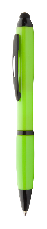Stylo à bille stylet - plastique - encre bleue - vert citron - attributs noirs_0