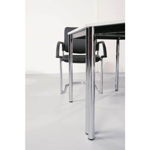TABLE DE RÉUNION CARRÉE À PIEDS NOIRS-80X80CM-BLANC-NOIR - HAMMERBACHER