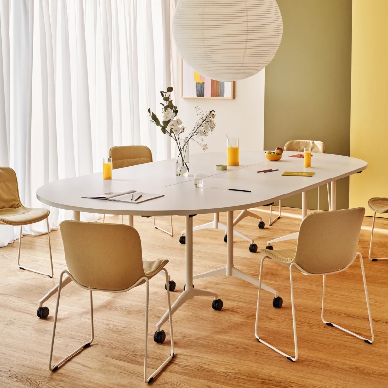Table ovale modulaire pliable REVI - Marque MDD - 2 demi-lunes et 2 rectangulaires 160 cm_0