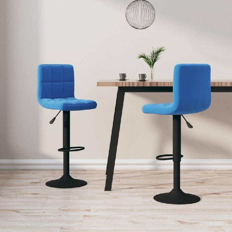 Tabourets de bar lot de 2 bleu velours Modèle Aero Nova Pro - 334309_0