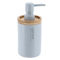 TENDANCE Distributeur à Savon ou lotion en résine Bleu clair et Bambou 280 ml - bleu 3664323184983_0